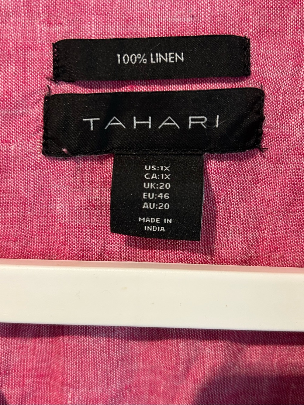 Tahari Pink Linen Collared V-Neck Tunic - Picture 2 of 9